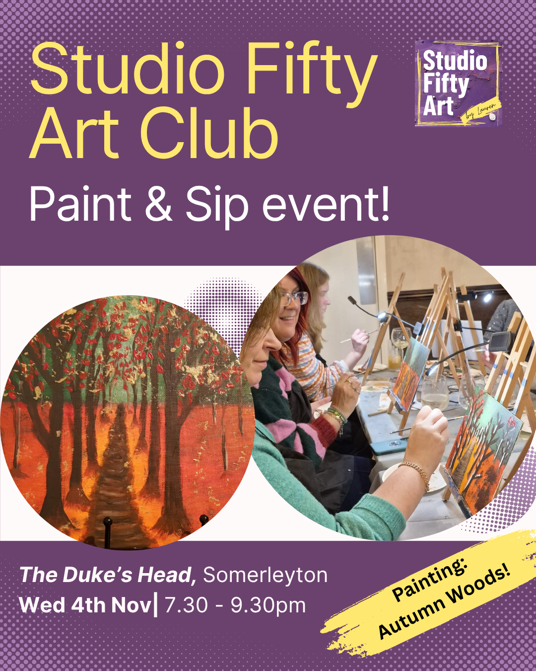 Paint & Sip night - The Duke's Head, Somerleyton | Wed 4th Nov : 7.30pm