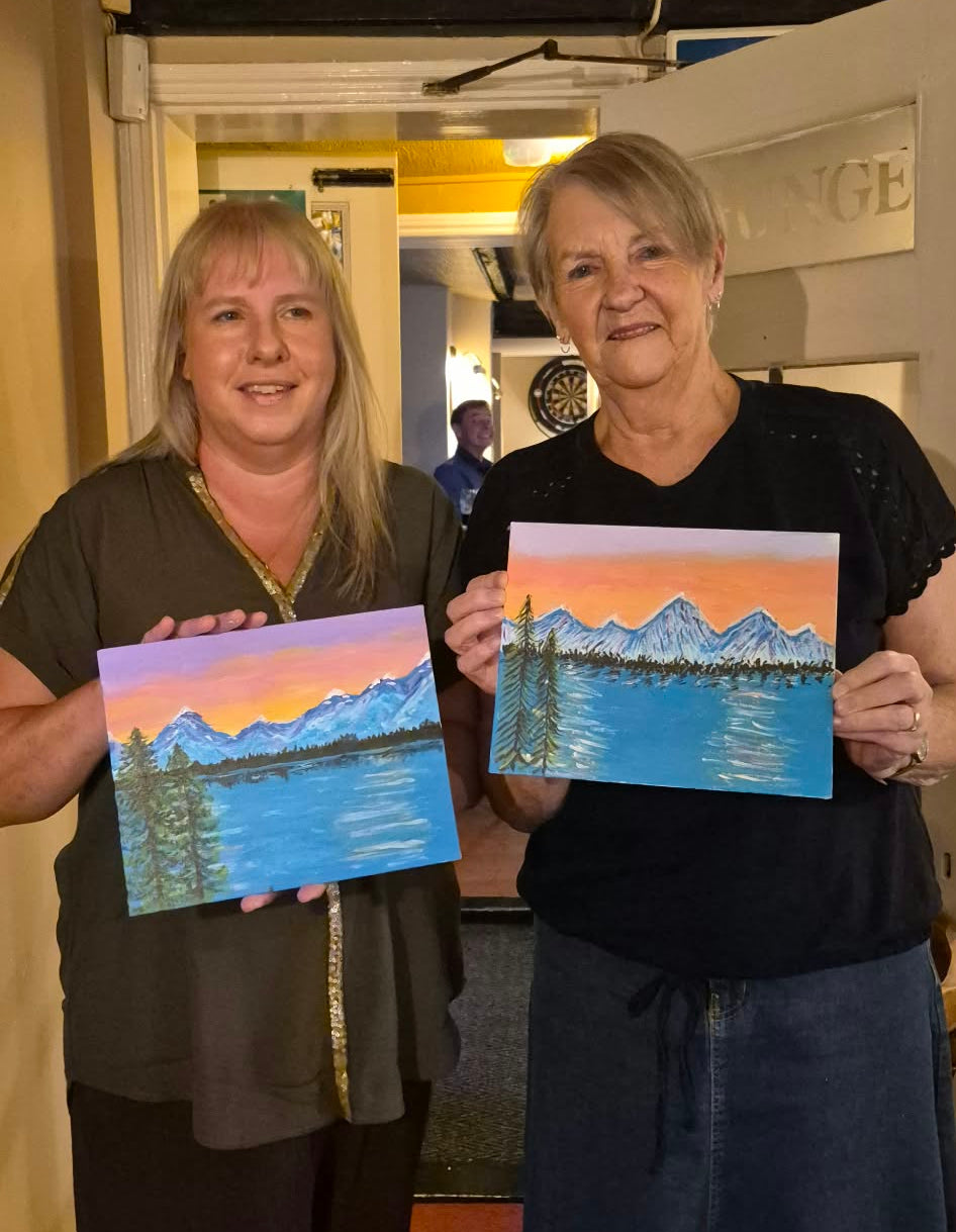 Paint & Sip for Two! Mocktails and Masterpieces - Mountain scene